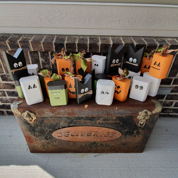 DIY Wooden Block Halloween Decorations (Made from Inexpensive Landscape Timbers!)