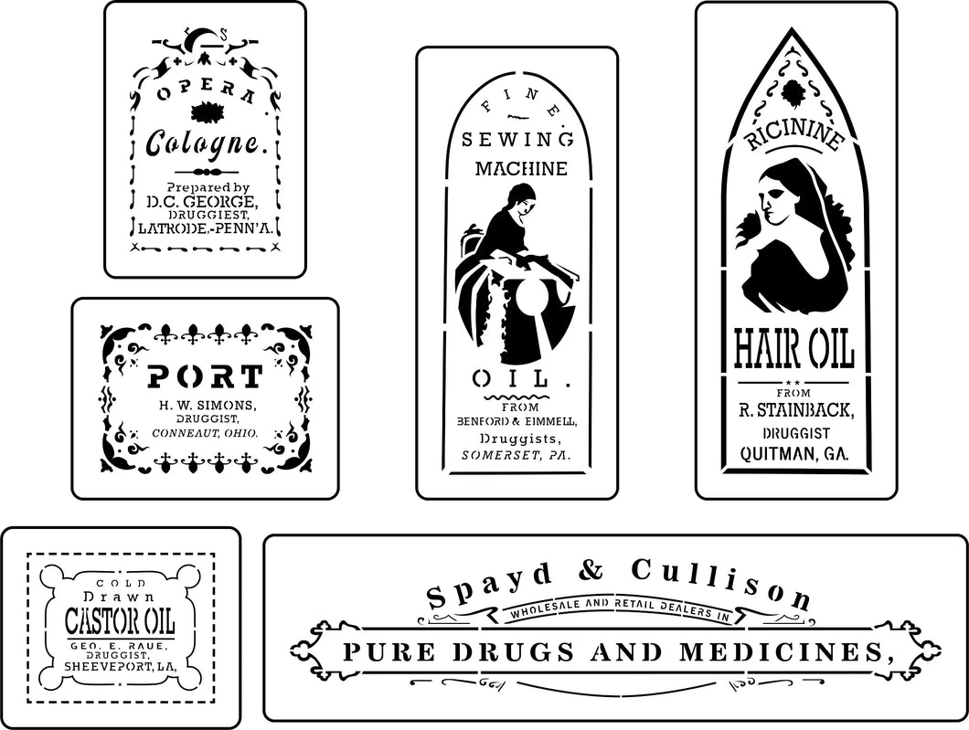 Apothecary Labels 1 JRV Stencil by Jami Ray Vintage