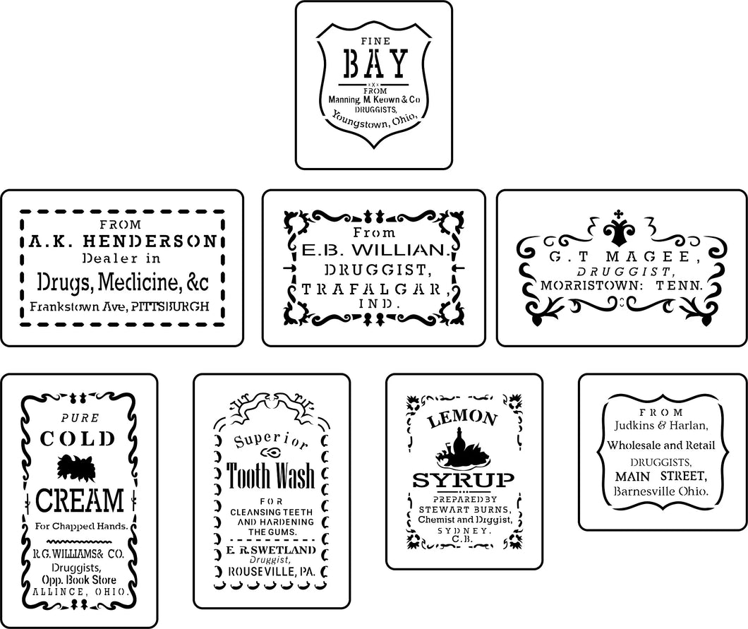 Apothecary Labels 2 JRV Stencil by Jami Ray Vintage