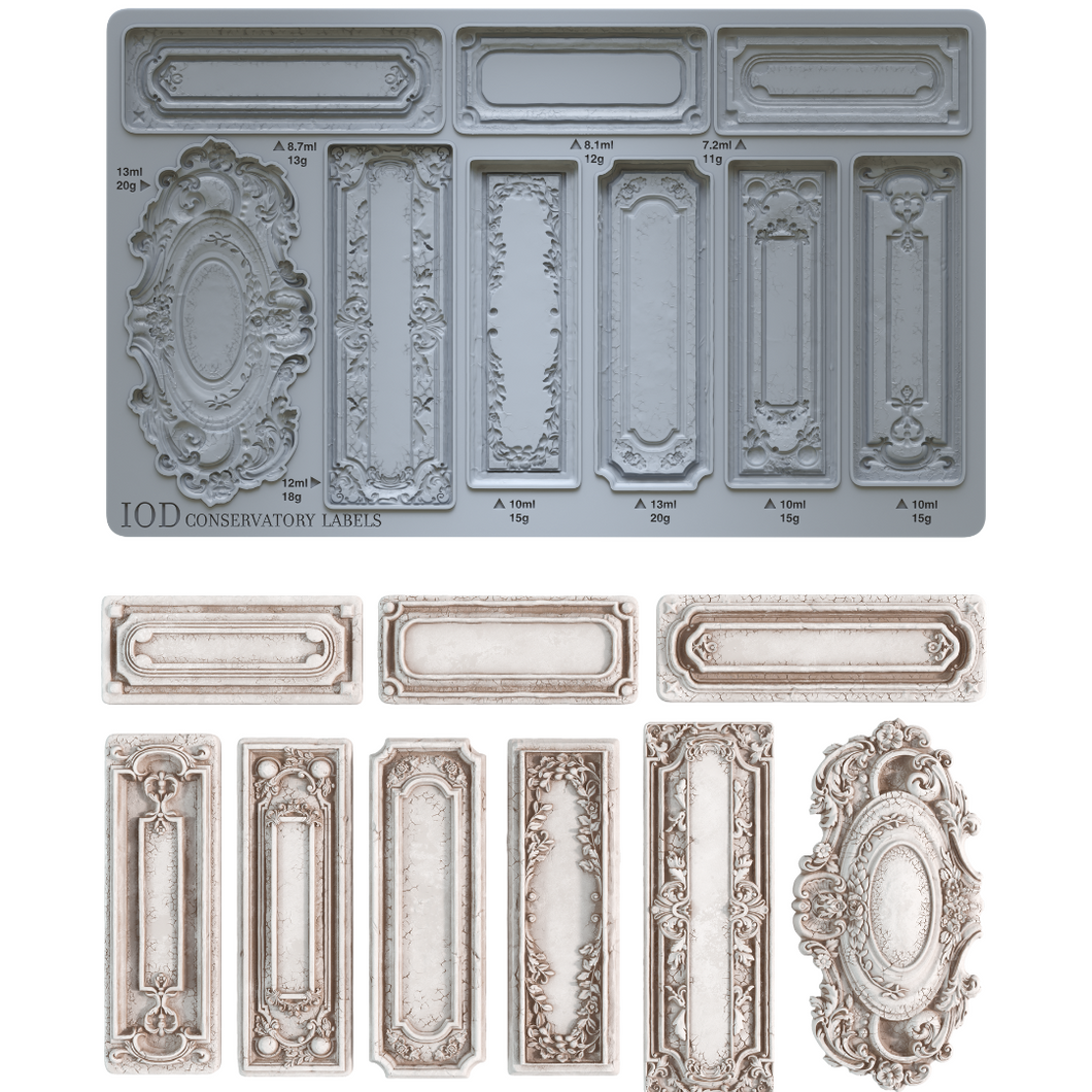 Conservatory Labels IOD Mould - Food Safe Silicone Decor Mold by Iron Orchid Designs
