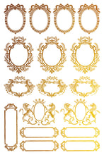 Load image into Gallery viewer, Petits Ornements IOD Foil Transfer - Four 12" x 16" Pages, Gold Guilded Image Transfer, Rub On Image by Iron Orchid Designs
