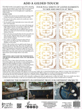 Load image into Gallery viewer, Si Belle IOD Foil Transfer - Four 12" x 16" Pages, Gold Guilded Image Transfer, Rub On Image by Iron Orchid Designs
