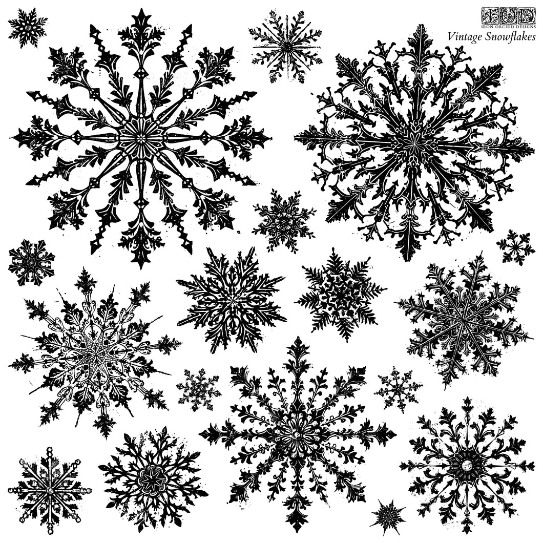 Vintage Snowflakes IOD Stamp - One 12
