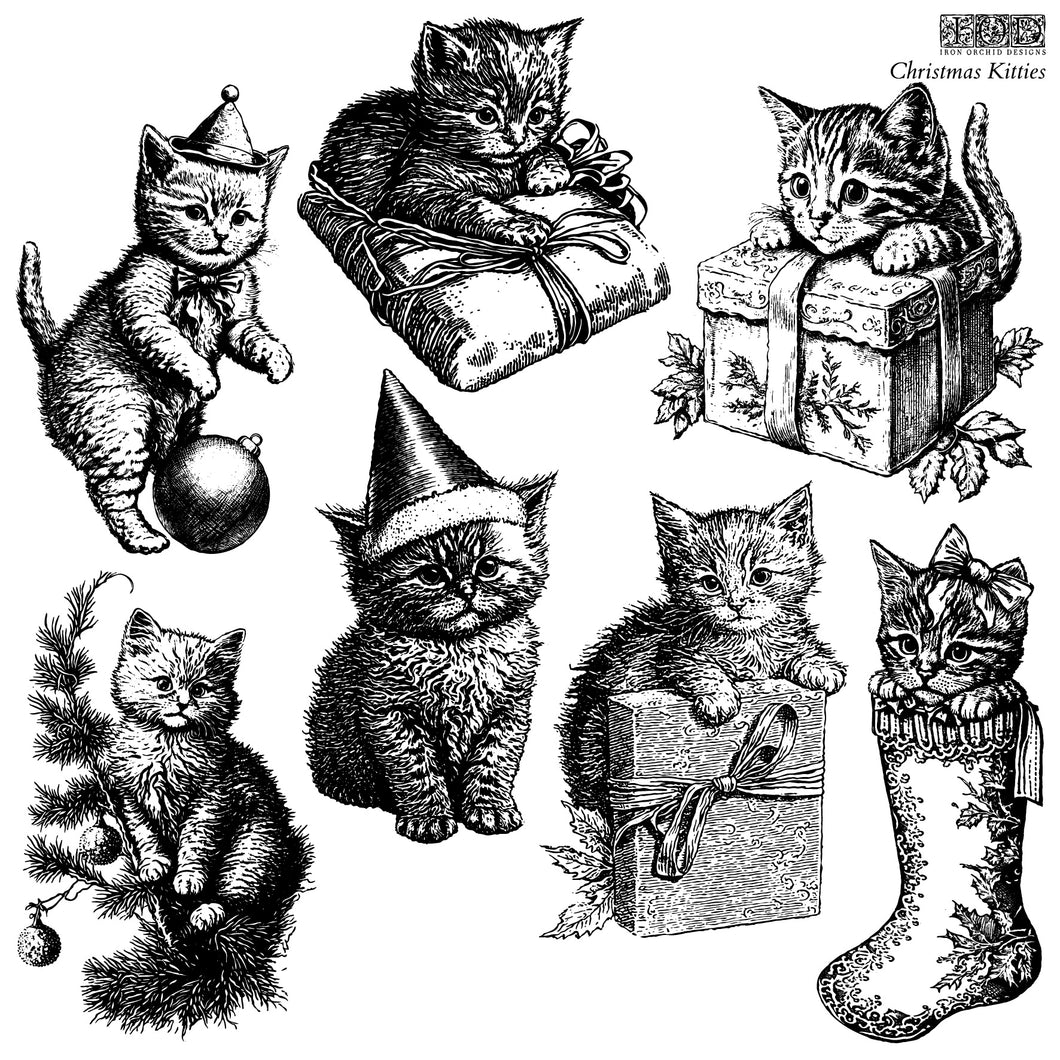 Christmas Kitties IOD Stamp - One 12