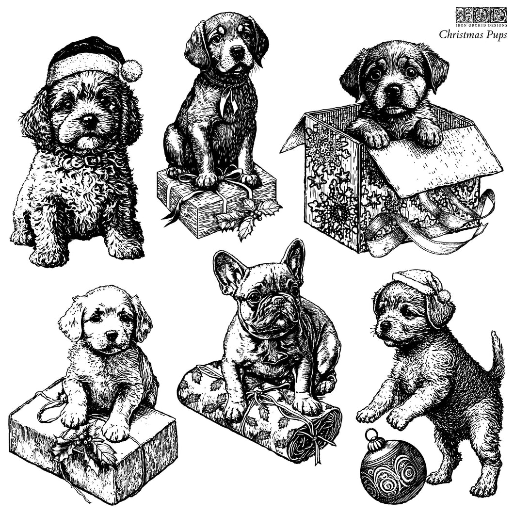 Christmas Pups IOD Stamp - One 12