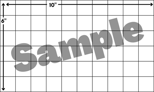 Sample of the transparent six by ten inch grid to place over IOD moulds for stockists websites.