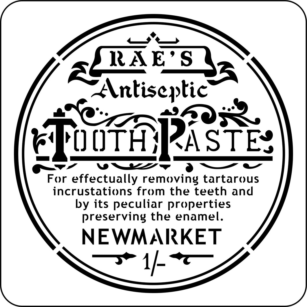 Rae's Toothpaste Label JRV Stencil by Jami Ray Vintage