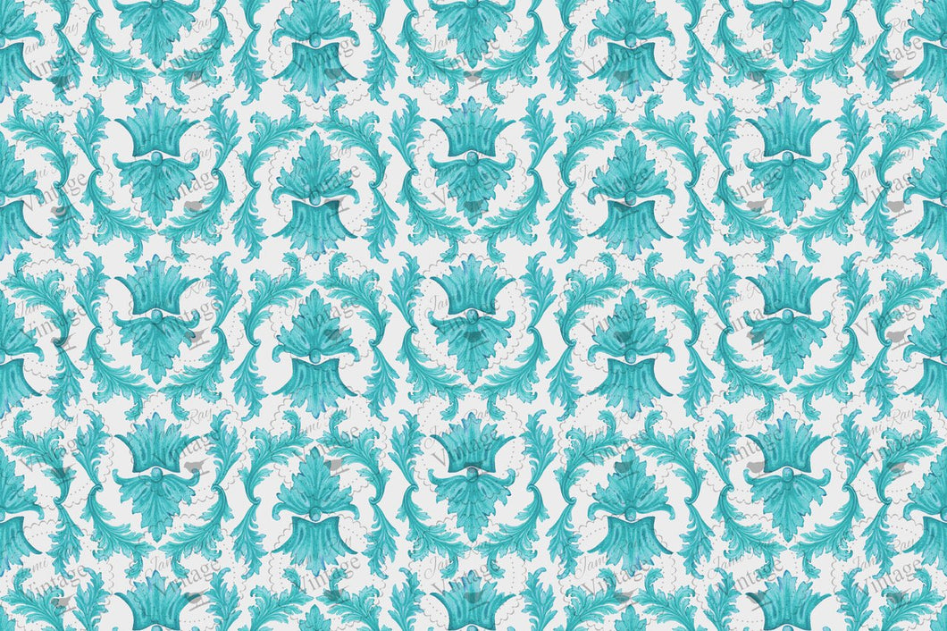 Teal Damask JRV Decoupage Paper by Jami Ray Vintage