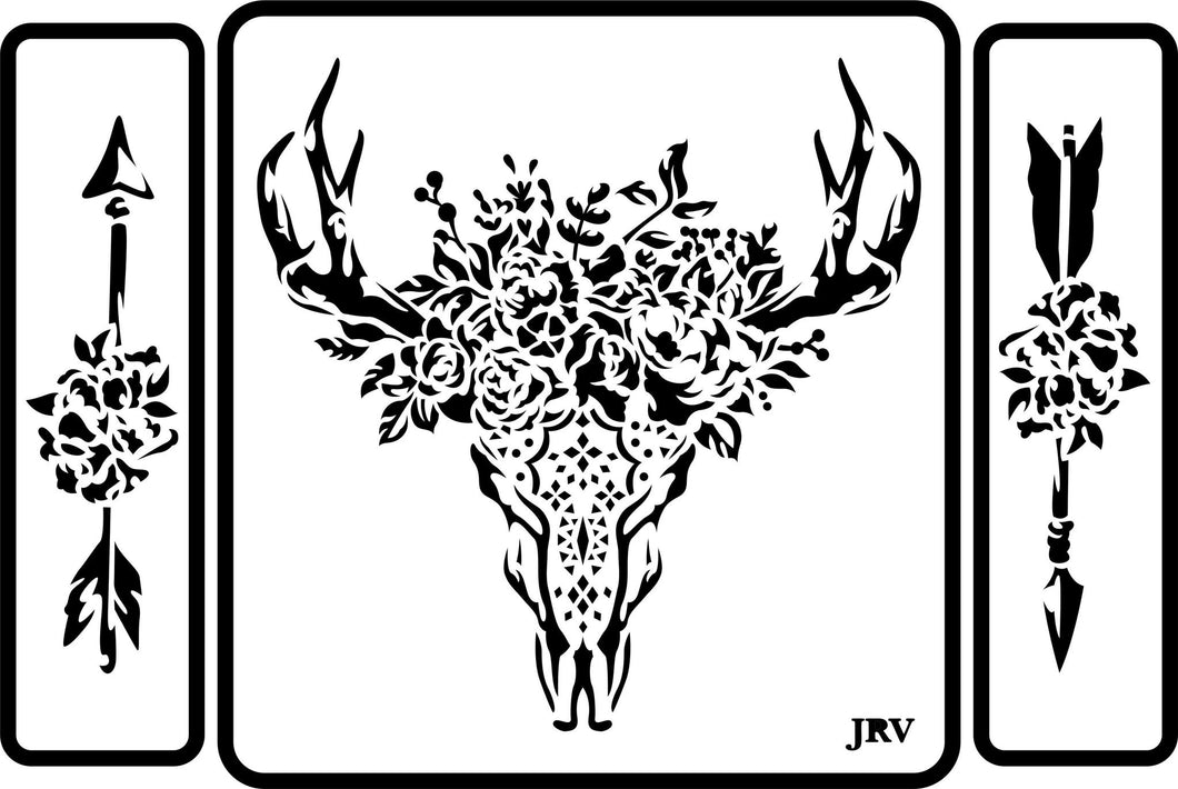 Skull and Arrows JRV Stencil by Jami Ray Vintage